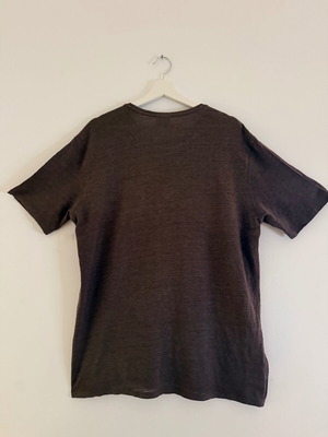 T-shirt Slim Fit 100% λινό καφέ μέγεθος XL