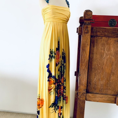Veloudakis dress new, colorful yellow, size S-M