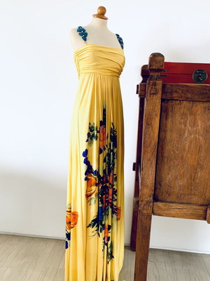 Veloudakis dress new, colorful yellow, size S-M