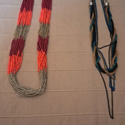 Long necklaces with multicolored beads like new, set of 2