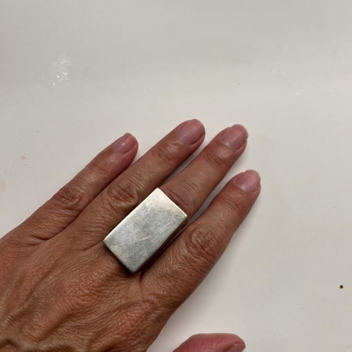 Silver ring with unique shape like new
