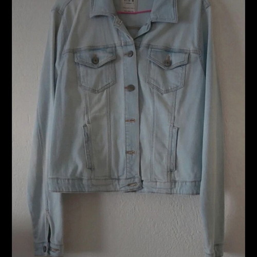 Denim jacket Bershka size L like new, turquoise