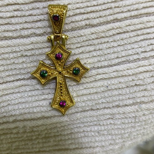 Silver gold-plated cross 925 with zircon stones new
