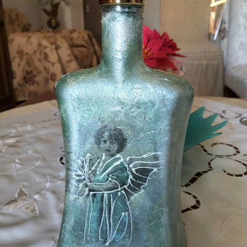Vintage decorative liquid bottle used