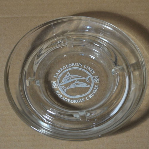 Karageorgis Lines glass ashtray new, 16cm diameter