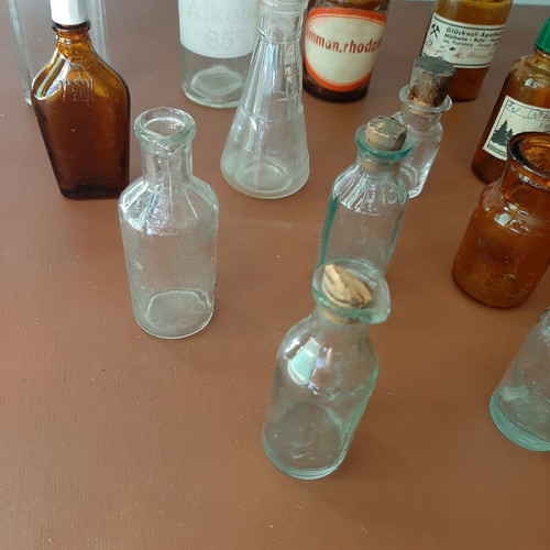 Set of 15 vintage pharmacy glass bottles