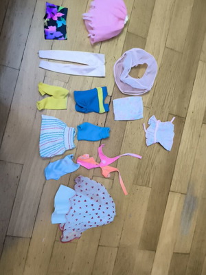 Barbie doll clothes used, including Ken swimsuit from 80s and 90s