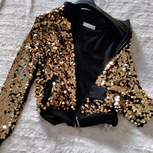 Silk-Kasmir gold and black jacket like new, size S-M