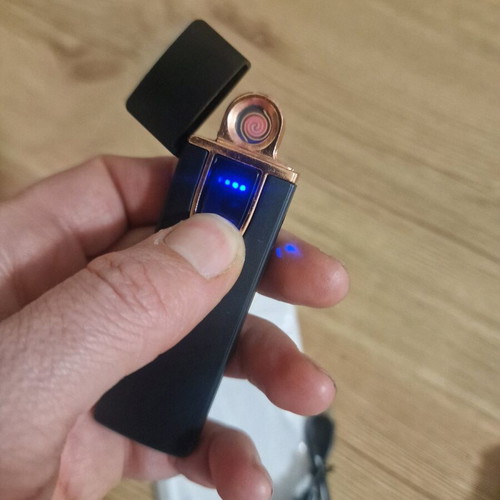 Windproof USB Lighter new, black color with touch display