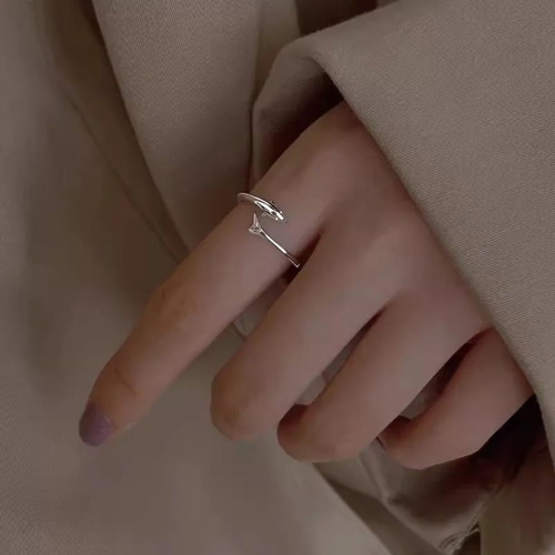 S925 silver ring with dolphin design