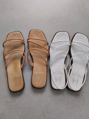 Marila Footwear sandals used, leather, slip-on, size 40, white and orange