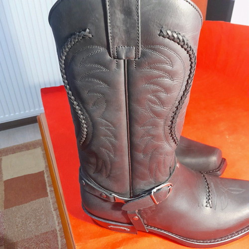 Sendra cowboy leather boots black new size 45