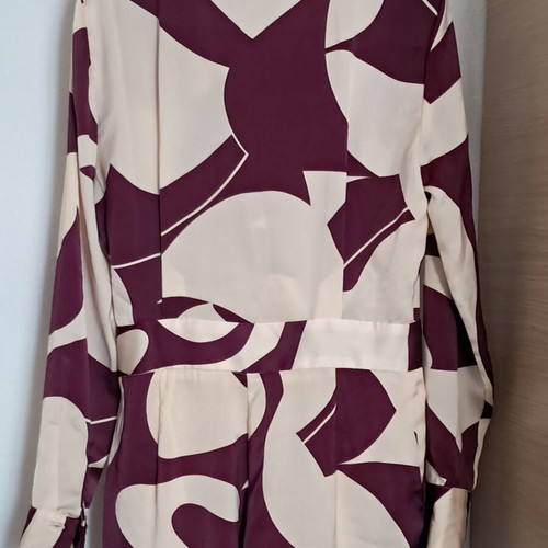 Mango women's jumpsuit with belt, long sleeves, beige and purple