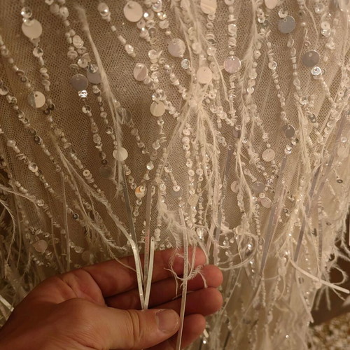 Wedding Dress Like New by Stylianos, Beige Silver, Size S