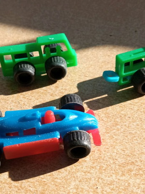 Toy cars from ice cream used, pack