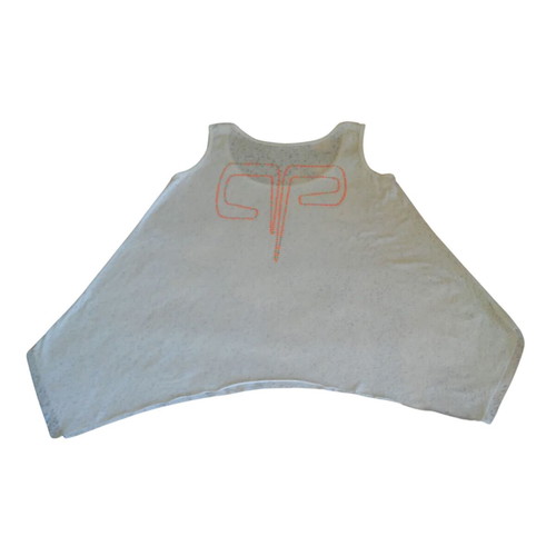 Panos Apergis Summer Cotton T-shirt Like New, Medium, White and Orange