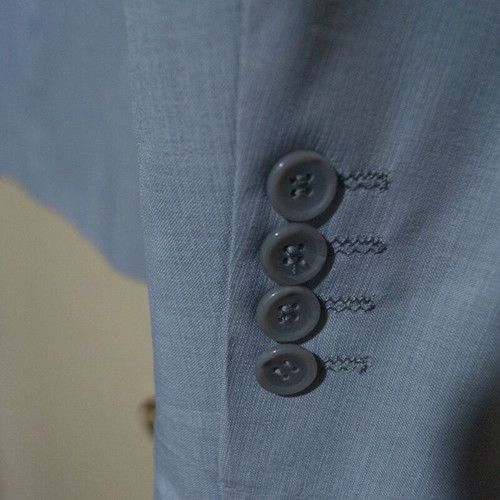 Suit gray and light blue like new, pants size 46 jacket 52