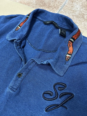 Sean John Vintage Snake Collar Polo Shirt Mens XL Blue like new