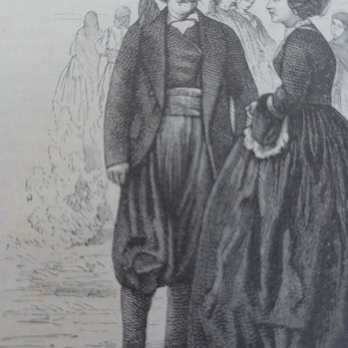 Ύδρα Καπετάνιος και Καπετάνισσα 1840 ξυλογραφία μεταχειρισμένη
