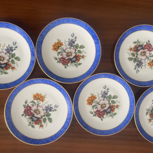 Scherzer Bavaria porcelain plate set cobalt blue floral mint condition