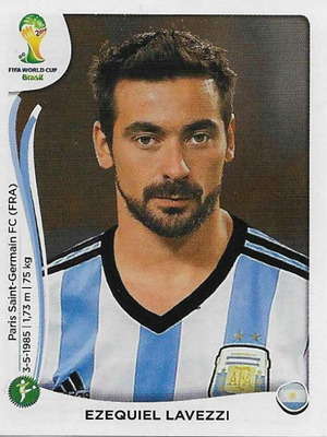 Panini FIFA World Cup Brazil 2014 Sticker Ezequiel Lavezzi Like New