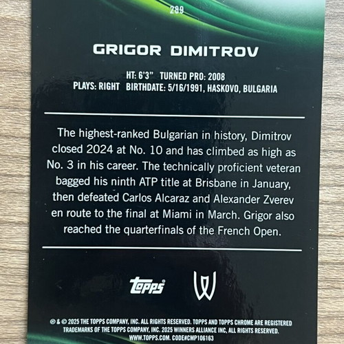 2025 Topps Chrome Grigor Dimitrov card like new limited 150