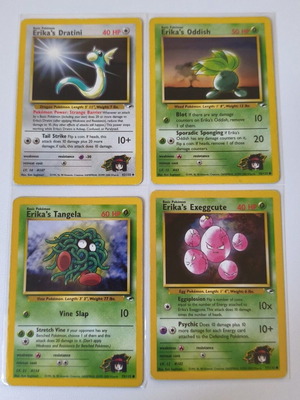 Pokemon TCG Erika's Bundle Gym Challenge lot of 4 different vintage cards used