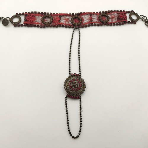 Lace Bracelet with Swarovski like new, red (Dimitriadis)