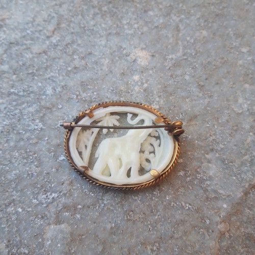 Vintage pin used, gold color, pierced design