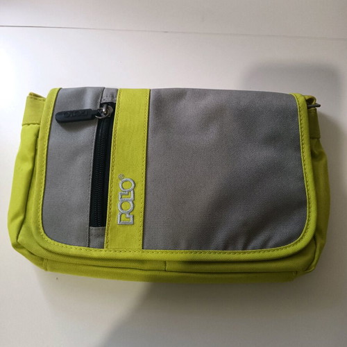 Fabric shoulder bag used, gray and green