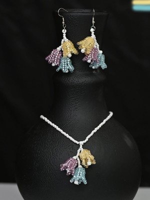 Spring earrings and necklace set custom made, colorful