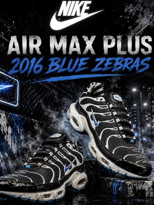 Nike Tn Air Max Plus 2016 Blue Zebras sneakers size 40