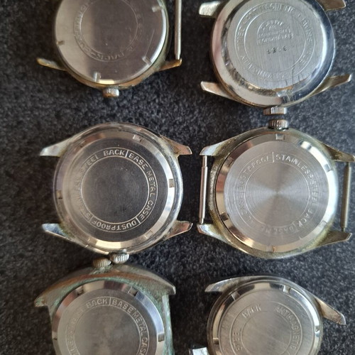 Vintage mechanical wristwatch collection used, 6 Swiss made 17 jewels