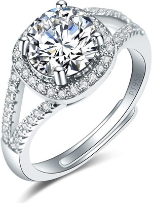 Women's ring new with white zirconia and silver plating