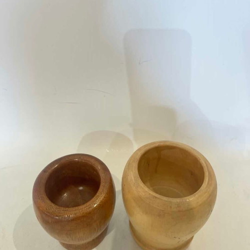 Wooden mortars set of 2 without pestle used
