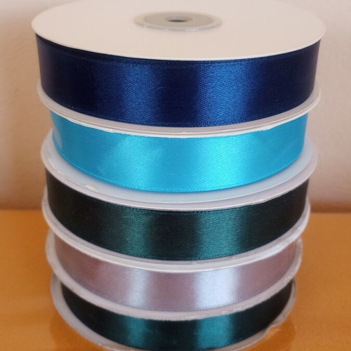Satin ribbons new, pack of 5, 2 cm width, 50 meters each