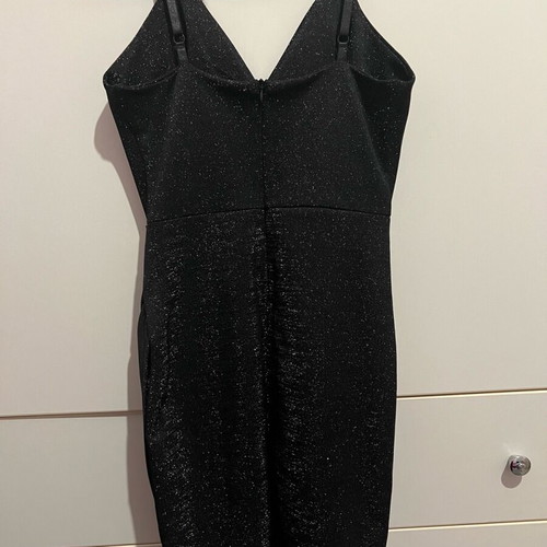 Women's evening dress like new, black with silver thread