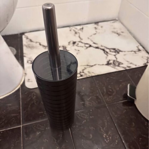 Toilet brush black new and beige pedal bin used