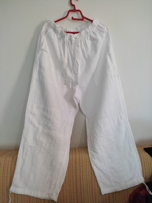 ZARA White Wide-Leg Pants Size M/L Like New