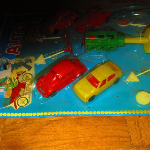 Plastic Greek Toy Cars and Traffic Signs from Antony 70s new