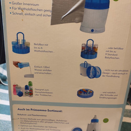 Primamma electric steam sterilizer used, capacity for 9 bottles