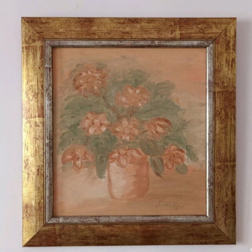 Painting used, signed, framed 46x43 cm