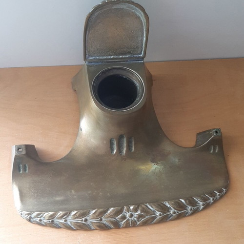 Brass carved inkwell used, Arts and Crafts Art Nouveau style