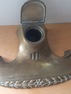 Brass carved inkwell used, Arts and Crafts Art Nouveau style