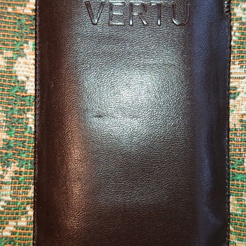 Vertu leather pouch like new, embossed logo, dark brown
