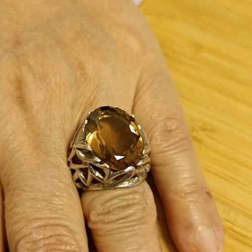 925 Silver Ring with Citrine Vintage New