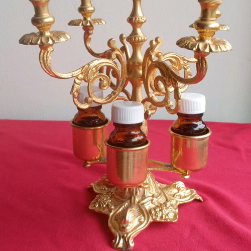 Pentakero Artoklasias candleholder, gold-plated brass, vintage
