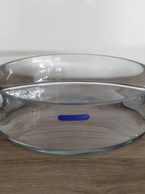 Carlyle Crystal handmade mouth blown 2-section bowl platter new