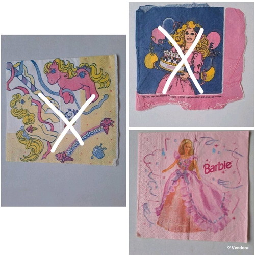 Barbie and My Little Pony napkins used