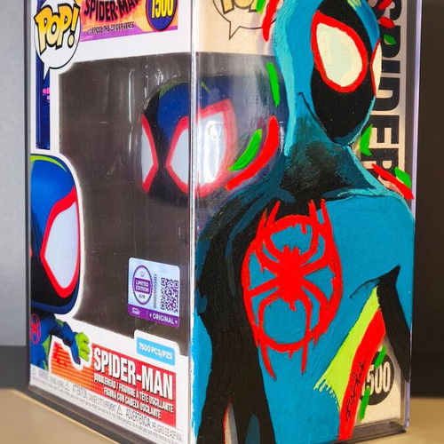 Funko Pop Miles Morales #1500 Limited Edition 7500 with Custom Painted Acrylic Protector new